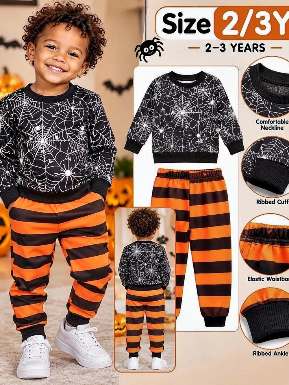 Boys Striped Halloween Set Size 2T Like New